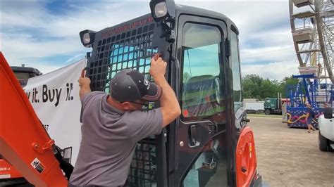 The sides are then folded and welded to produce a strong guard that matches the curvature of the cab. . Kubota excavator window guards